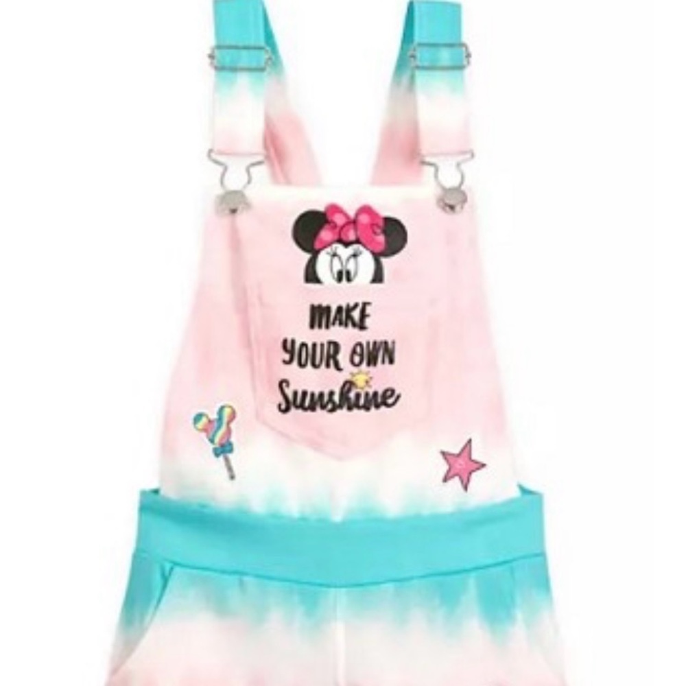 NWOT Disney Parks Original Kids Tie-Dye Overalls - Pink and Blue - Picture 6 of 7